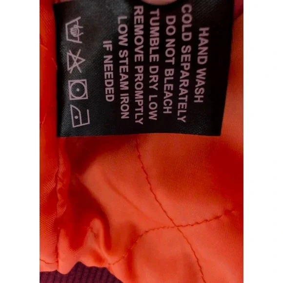 Brooklyn Cloth Mens Bomber Jacket Burgundy Maroon Quilted Orange Lining Large - Picture 10 of 16